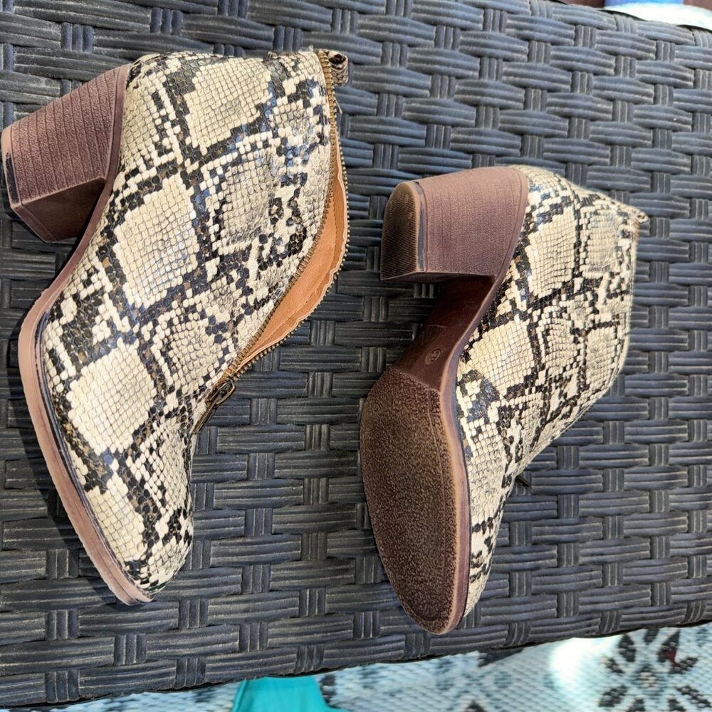 Snakeskin Women's Booties Zip Up Mata 6.5 - Picture 7 of 10
